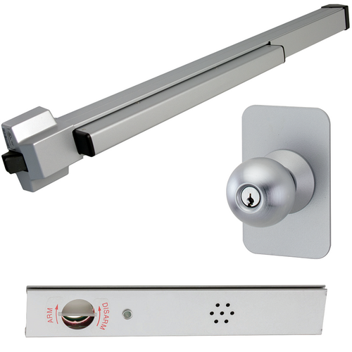 Von Duprin 22K-F-689-36 ALK Alarmed Fire Rated Rim Exit Device, 210K Knob Trim, 36in, Grade 1, Aluminum