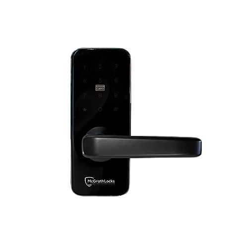 McGrath ML-ALBION-B-T Albion Digital Lever Lock, Tubular Latch, Touchscreen, Key Override, Black
