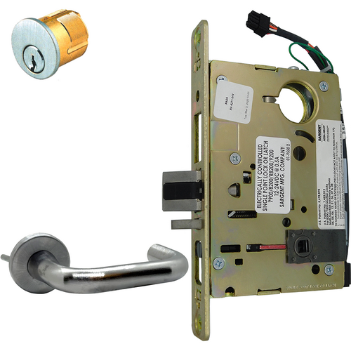 Sargent RX-8271-LNJ-26D 12/24VDC Electrified Mortise Lock, LN Rose x J Lever, FS/FSE, Dual Voltage 12/24VDC
