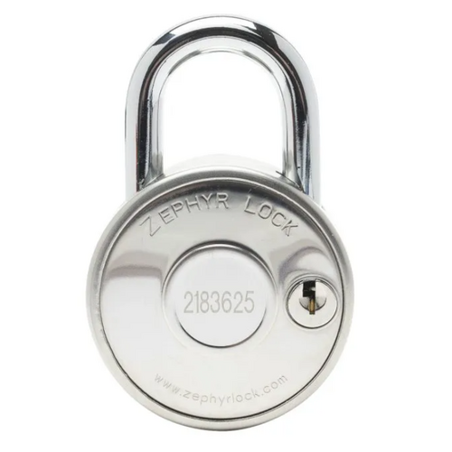 Zephyr 1925 Anti-Shim Combo Padlock with Control Key, Stainless Steel Body, Black Dial