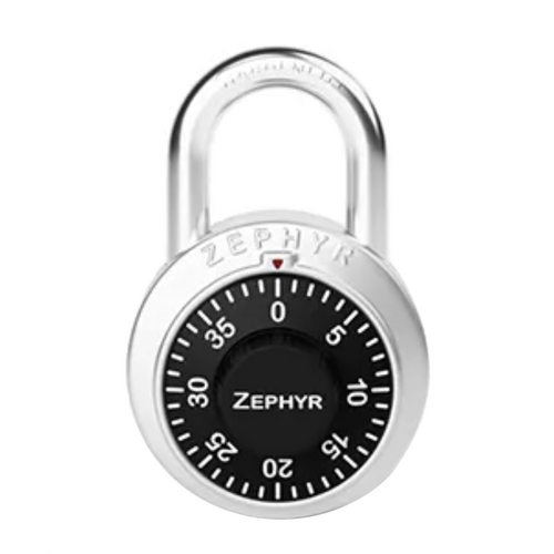 Zephyr 1902 Anti-Shim Combo Padlock, Stainless Steel Body, Hardened Shackle, Black Dial
