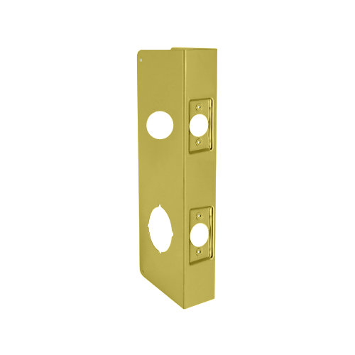 Don-Jo 154-PB-CW Double Hole Door Wrap, 2-3/8in Backset, Polished Brass, 4in x 9in