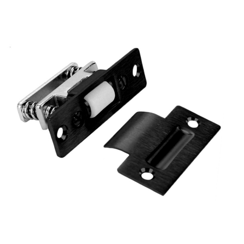 Don-Jo 1702-622 Roller Latch with T-Strike, 3-3/8in L x 1in W, Adjustable Nylon Roller, Black