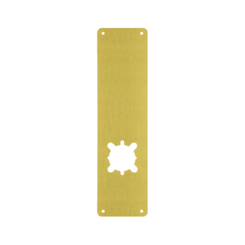 Don-Jo RP-14-605-2 4.5in x 14in Repair Plate, 2-1/8in Hole, Thru Bolt Holes, Polished Brass