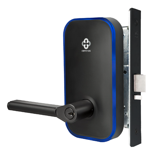 Centrios CEM100-TB-BSP-1803-54L-KR Bluetooth Mobile Access Moritse Lock, TB Lever, Grade 1, BSP Black Suede