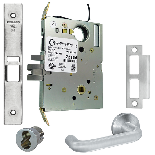 Command ML80EU-24-03B-626-LFIC KIT - 03B Electrified Schlage Mortise Lock, 24V Fail Secure, LFIC Prep, Less Core