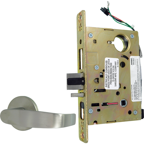 Sargent LC-8270-OL-26D 12/24VDC Electrified Mortise Lock, OL Rose x L Lever, FS/FSE, Dual Voltage 12/24VDC