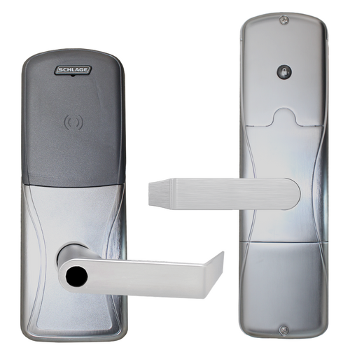 Schlage AD300-CY40MT-RHO626-LD KIT Multi-Tech Reader Hardwired Privacy Lock, Rhodes Lever, Grade 1, Satin Chrome