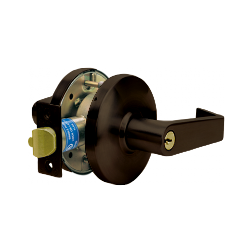 Cal-Royal CGN00 US10BE Grade 1 Clutched Cylindrical Lock, GN Bent Lever, Schlage C Keyway, Dark Bronze