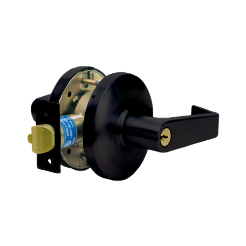 Cal-Royal CGN00 US1 Grade 1 Clutched Cylindrical Lock, GN Bent Lever, Schlage C Keyway, Flat Black