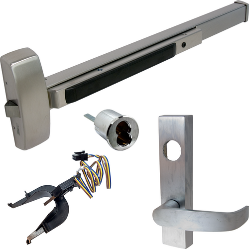 Sargent 55-70-8804G-ETL-32D RHR KIT 8800 Rim Exit Device, RX Nightlatch Lever Trim, 48in, Grade 1, RHR, Stainless Steel
