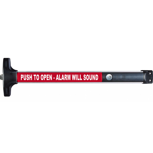 Detex V40EA-628-36 Hardwired Alarmed Rim Exit Device, 36in, 100DB Alarm, Satin Aluminum