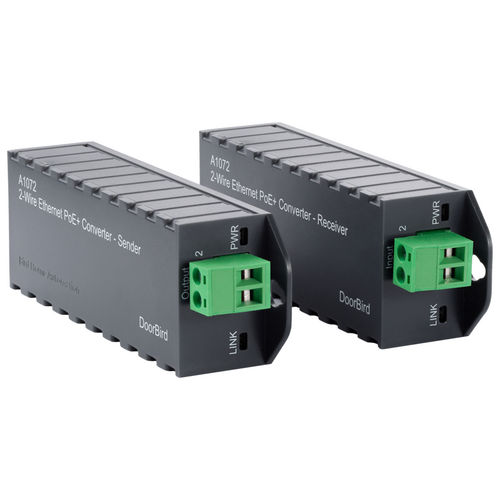 DoorBird 429602186 A1072 2-Wire Ethernet PoE Converter, 80m Range, 60 Mbit, Robust Housing