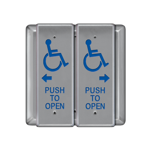 Wikk Industries S-VEST-3LR-US32D Actuator Vestibule Switch, 2 Narrow Pushes, ADA Push to Open, Stainless Steel