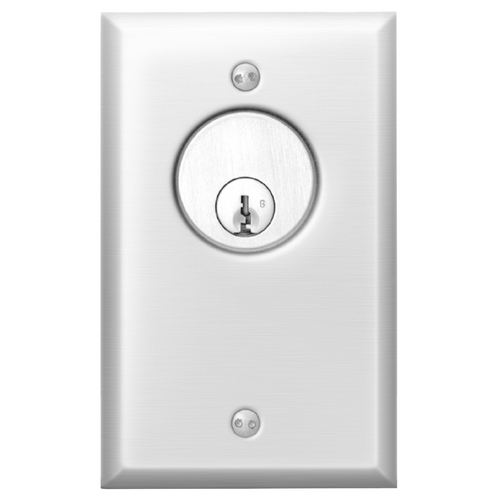 Security Door Controls 706-U Single Gang Momentary DPDT Key Switch, 630/US32D Stainless Steel