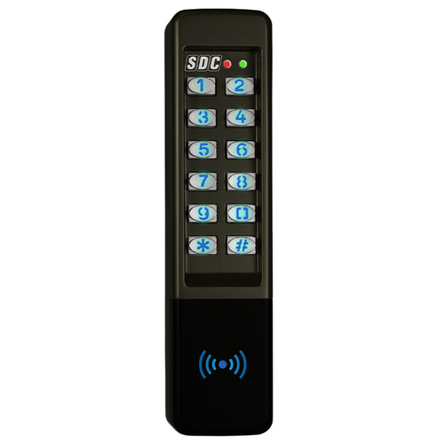 Security Door Controls 923PW Narrow Indoor/Outdoor Keypad w/ Prox Reader, 125kHz, LED Indicators, Black Finish