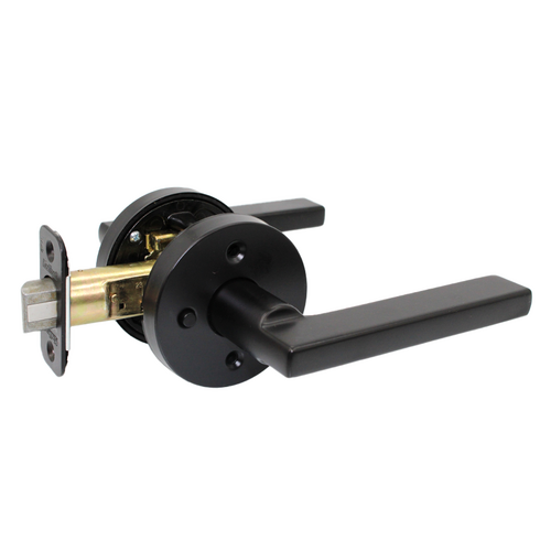 Kwikset 730HFL-RDT514-6ALRCS Halifax Privacy Lever, Round Rose, 6-Way Adjustable Latch, Matte Black