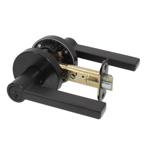 Kwikset 740HFL-RDT514-6ALRCS-SMT-K3 Halifax Entry Lever, Round Rose, KW1 SmartKey, Keyed Alike, Matte Black