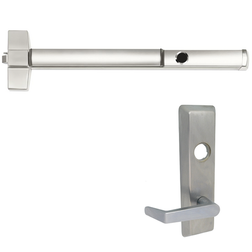 Corbin Russwin ED5200-N959ET-630-36-LHR-M52-M54-LC M52 Cylinder Dogging Rim Exit Device with Newport Lever Trim, Grade 1, Satin SS