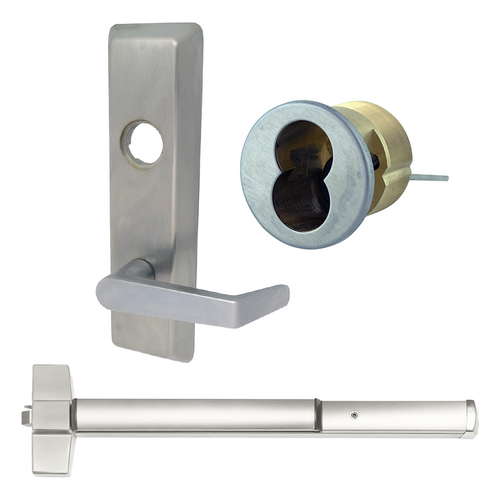 Corbin Russwin ED5200A-N959ET-630-48-RHR-M54-CL6 N959 Newport 3-Hour Fire-Rated Rim Exit Device, Key Operated Lever, Satin SS