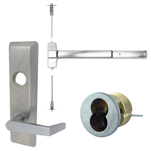 Corbin Russwin ED5400-N955ET-630-36X84-RHR-M54-CL6 SVR Surface Vertical Rod Exit Device with Newport Lever Trim, Grade 1