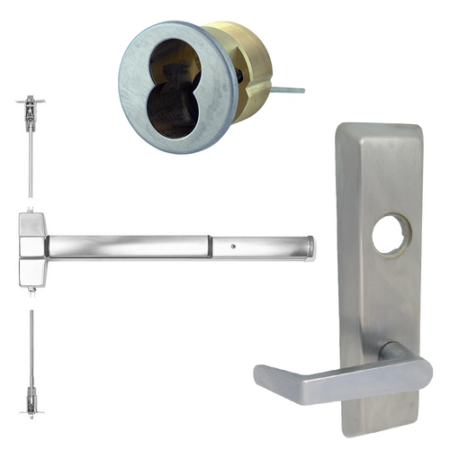 Corbin Russwin ED5400-N959ET-630-36X84-LHR-M54-CL6 SVR Surface Vertical Rod Exit Device with Newport Lever Trim, Satin Stainless Steel
