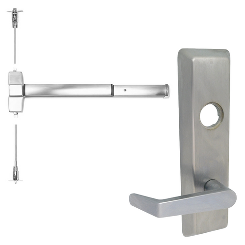 Corbin Russwin ED5400-N959ET-630-36X84-LHR-M54-LC SVR Surface Vertical Rod Exit Device, Newport Lever Trim, Satin Stainless Steel