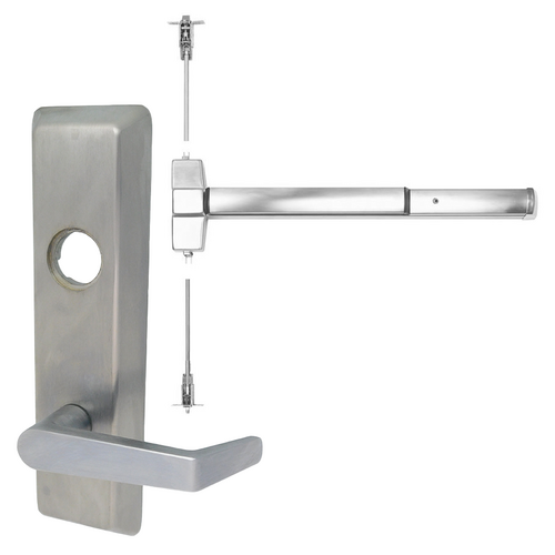 Corbin Russwin ED5400-N959ET-630-36X84-RHR-M54-LC SVR Surface Vertical Rod Exit Device, Newport Lever Trim, Satin Stainless Steel