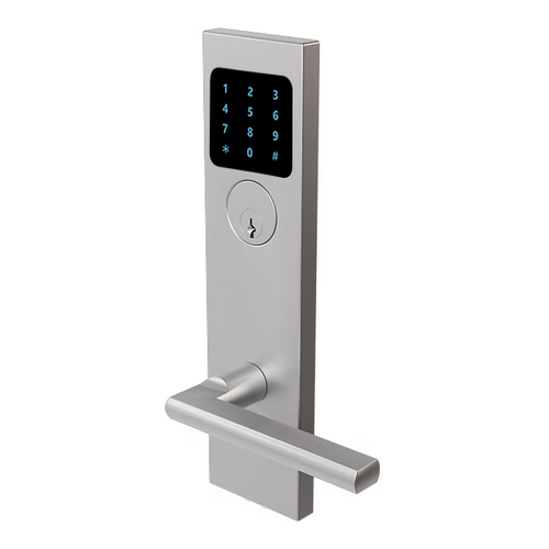 Inox ISM-SFK243-MC7438-BKP-32D-RH Smart Mortise Lockset, Keypad, 243 Sunrise Lever, Right-Handed, Satin Steel