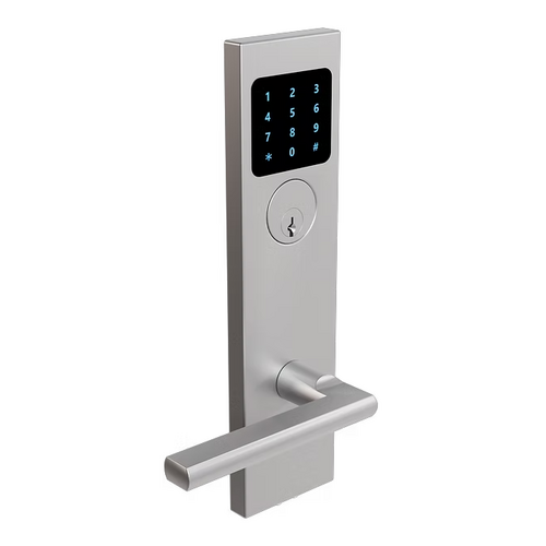 Inox ISM-SFK243-MC7438-BKP-32D-LH Smart Mortise Lockset w/ Keypad, 243 Sunrise Lever, Left-Handed, Satin SS