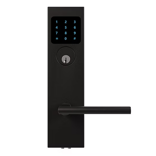 Inox ISM-SFK243-MC7438-BKP-19G-RH Smart Mortise Entry Lockset, Keypad, 243 Sunrise Lever, Right-Handed, Graphite Black