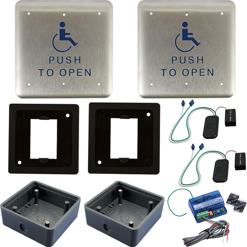 BEA 10PBS1-10TD433-10RD433-10BOX-WR KIT KIT - 2 Push Plates, 2 RF Transmitters, 1 Wireless Receiver, 2 Surface Boxes
