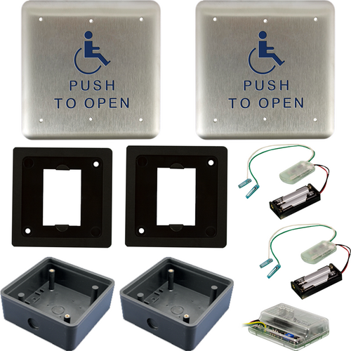 BEA 10PBS1-10TD900-10RD900-10BOX-WR KIT Push Plate RF Transmitter Kit with Wireless Receiver Surface Boxes
