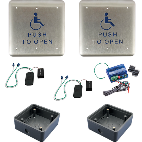 BEA 10PBS1-10TD433-10RD433-10BOX KIT KIT - 2 Push Plates, 2 RF Transmitters, 1 Wireless Receiver, 2 Surface Boxes