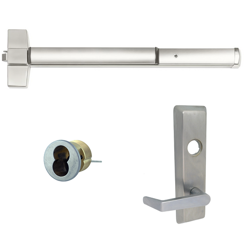 Corbin Russwin ED5200-N959ET-630-48-LHR-M54-CL6 N959 Newport Rim Exit Device, Key Operated Lever, Satin Stainless Steel