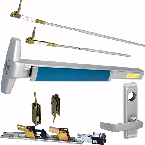 Von Duprin QELA-3347A-L-626-36-LHR 06 QEL Narrow Stile CVR Exit Device with 360L-06 Lever Trim, Satin Chrome