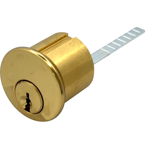 GMS R118-G23-3-NK-6 Rim Cylinder 1-1/8in Schlage C123, No Keys, 605/US3 Bright Brass