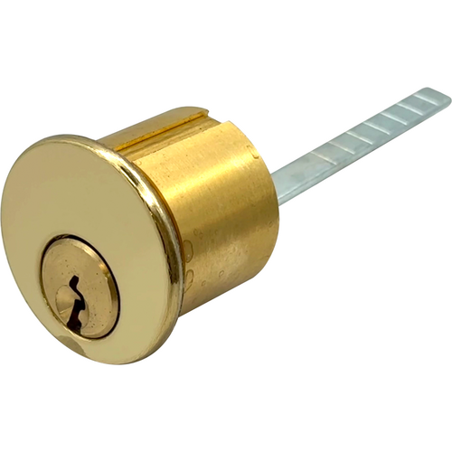 GMS R118-YA-3-A2 Rim Cylinder 1-1/8in 5-Pin Yale 8, 605/US3 Bright Brass