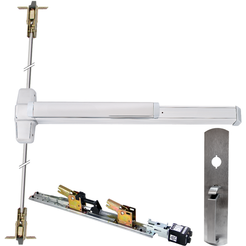 Von Duprin QELA-9947TP-626-36 99 Series CVR Grooved Exit Device with 990TP Trim, 36in Adjustable, Satin Chrome