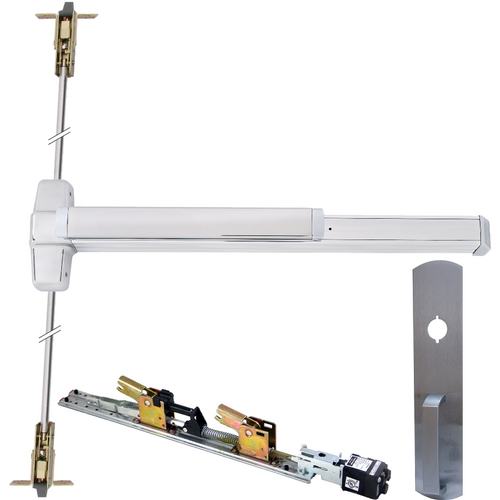 Von Duprin QELA-9947NL-626-36 99 Series CVR Grooved Exit Device with 990NL Nightlatch Trim, Satin Chrome