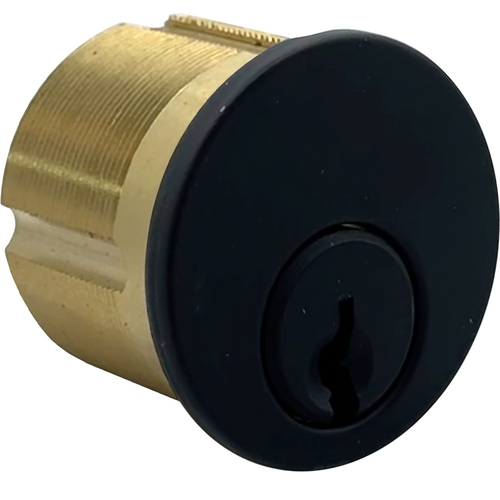 GMS M114-G23-19-AT-NK-6 Mortise Cylinder 1-1/4in 6-Pin, Schlage C123 Keyway, Adams Rite/Yale Cam, Matte Black