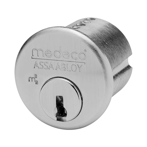Medeco 100400H-W-26-G3-S Biaxial Rim Cylinder 6-Pin, G3 Keyway, Sub-Assembled, Satin Chrome 26