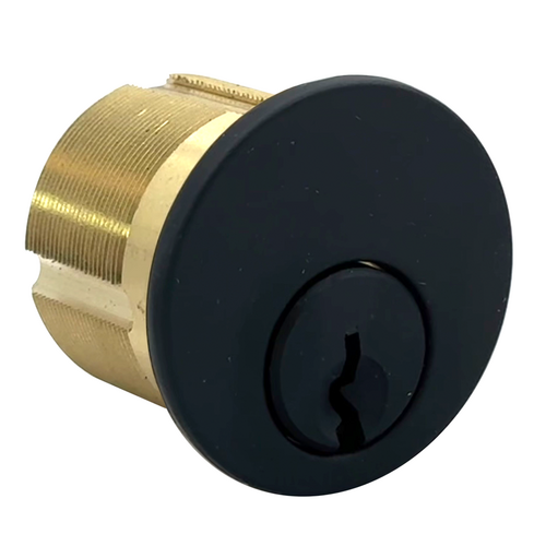 GMS M114-G45-19-AT-NK-6 Mortise Cylinder 1-1/4in 6-Pin, Schlage C145 Keyway, Adams Rite/Yale Cam, Matte Black