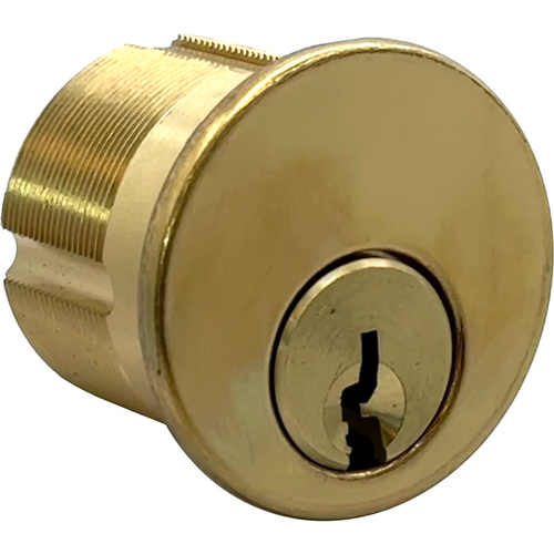 GMS M118-G23-3-AT-NK-6 Mortise Cylinder 1-1/8in 6-Pin, Schlage C123 Keyway, No Keys, 605/US3 Brass