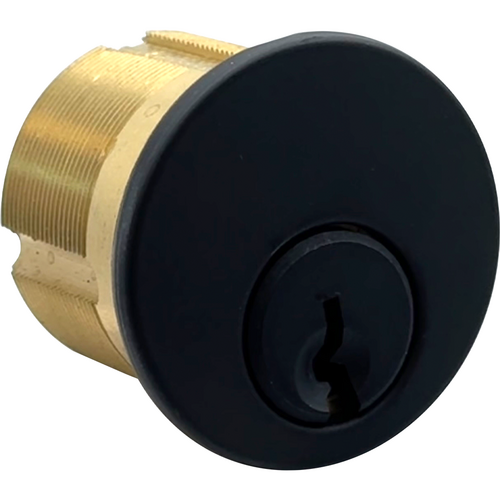 GMS M118-SCE-19-ATA2 Mortise Cylinder 1-1/8in 6-Pin Schlage E, Adams Rite/Yale Cam, Matte Black