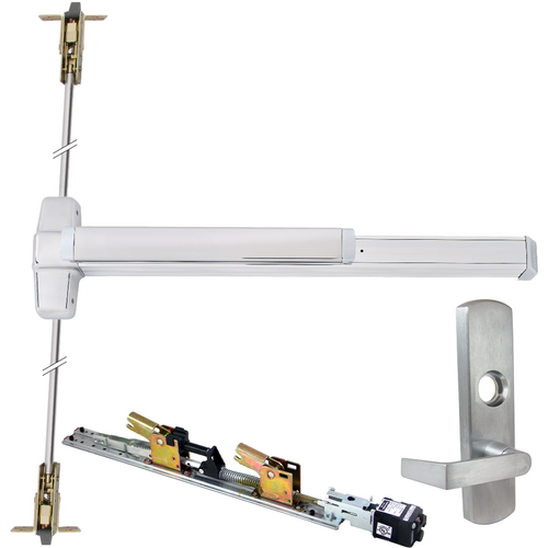 Von Duprin QELA-9947L-NL-626-48-LHR-06 99 Series CVR Grooved Exit Device with Nightlatch Lever Trim, Satin Chrome