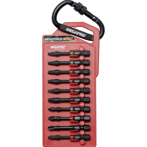 Megapro 9BP-I-10B S2 Steel Square/Phillips Impact Bit Set - 1x2, 2x3, 3 Square Phillips