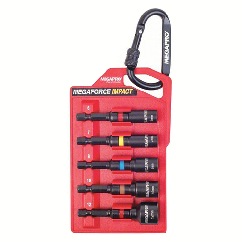 Megapro 9BP-I-HNDB 2in Impact Nutsetter Set Metric, Bit Load - 6mm, 7mm, 8mm, 10mm, 12mm, S2 Steel