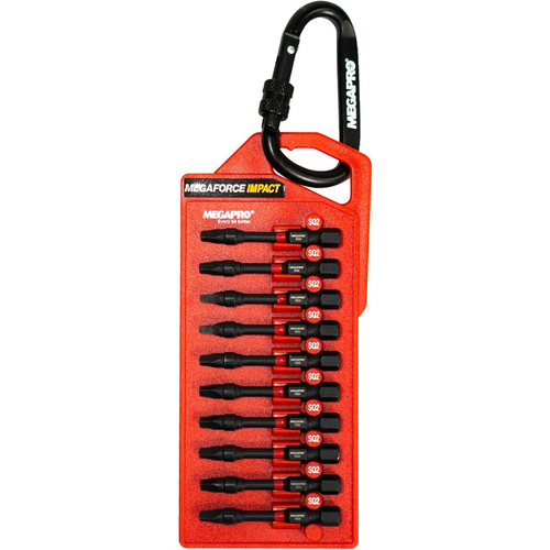 Megapro 9BP-I-S210 Industrial Grade 2in Square Impact Bit Set, 10 Number 2 Bits