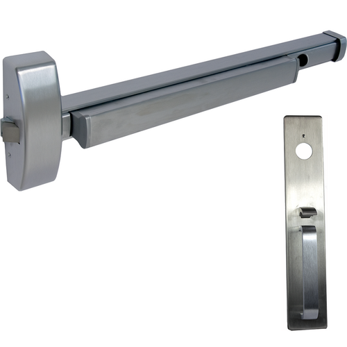 PHI 2105-ALK-1705A-630-36 Alarmed Rim Exit Device, Key Controls, Pull Handle, 36in, Grade 1, Stainless Steel